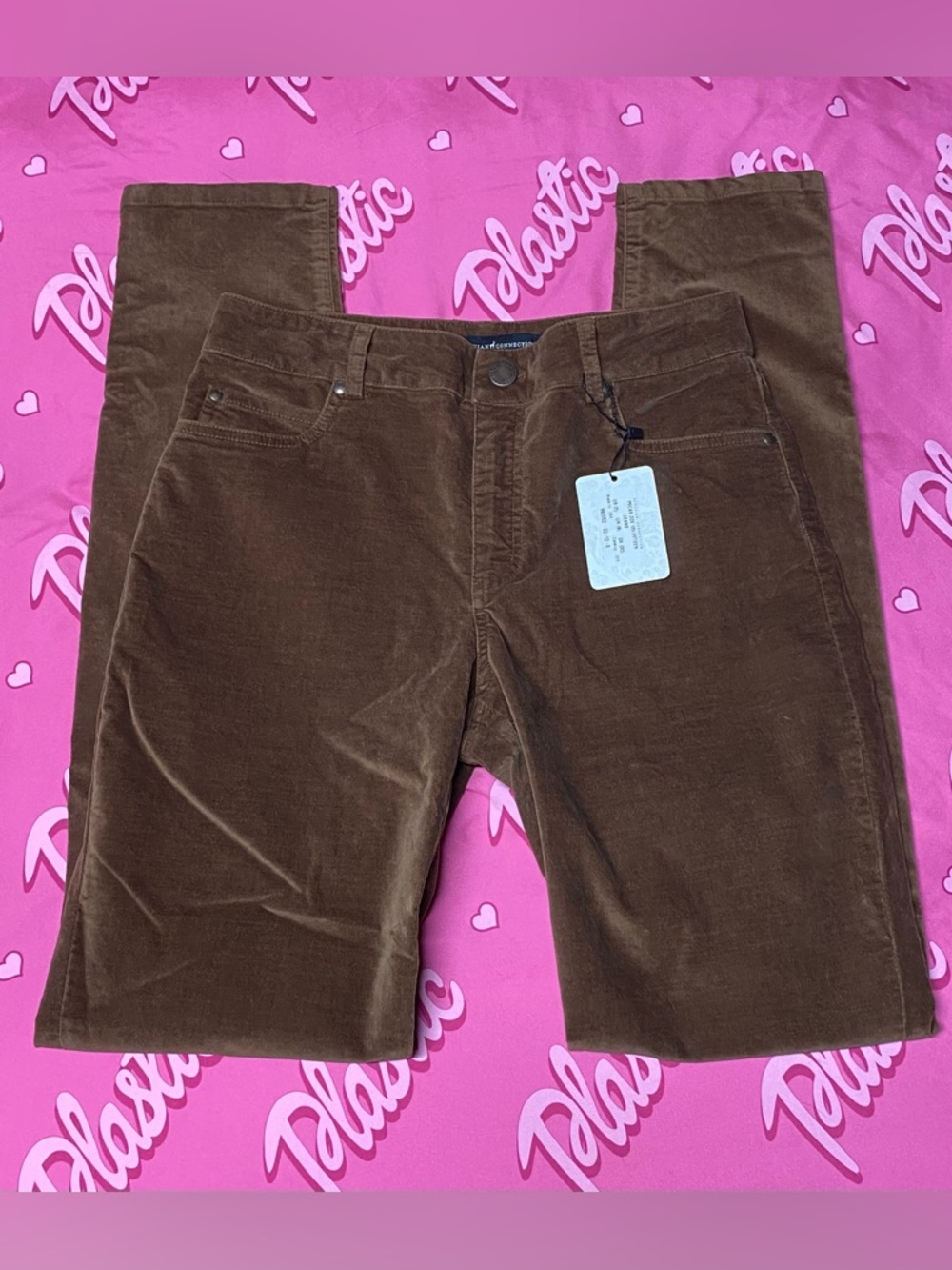 NWT Peruvian Connection Pecan Zoe Vetveteen Velvet Made USA Brown Jeans Pants